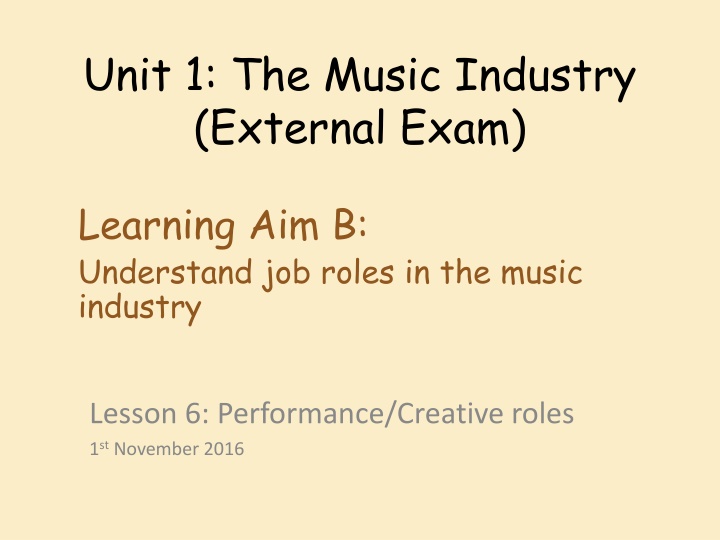 unit 1 the music industry external exam