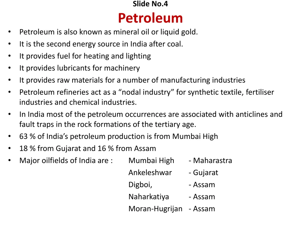 slide no 4 petroleum