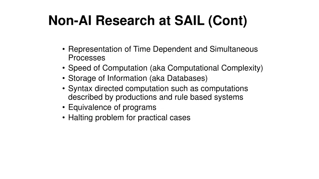 non ai research at sail cont