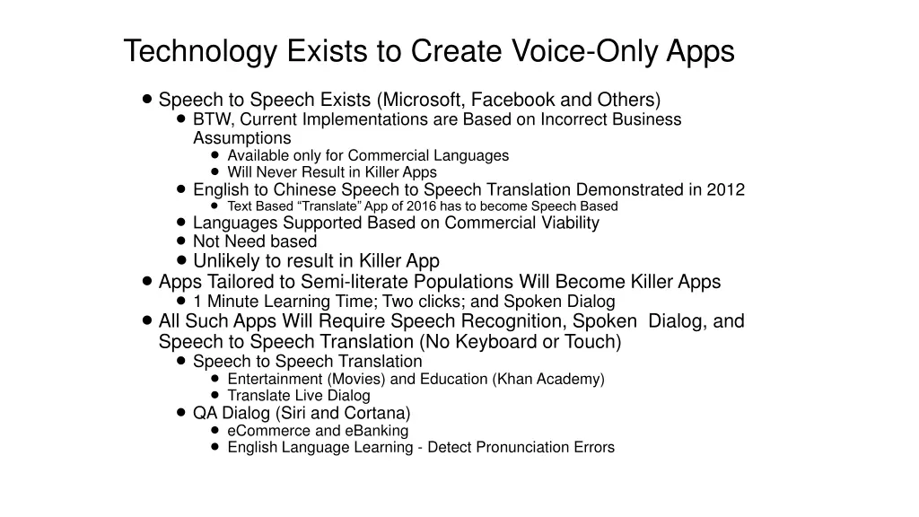 technology exists to create voice only apps