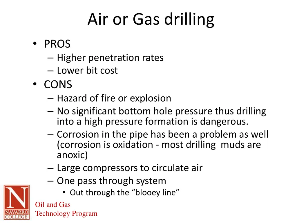 air or gas drilling