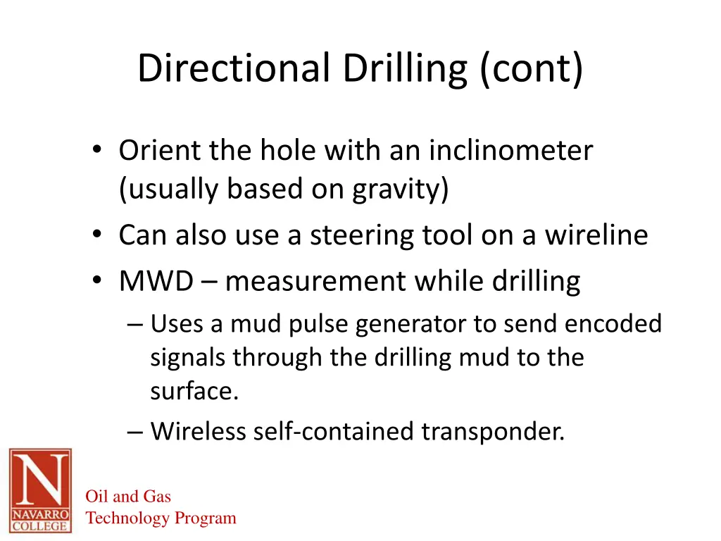 directional drilling cont