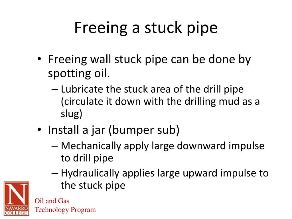 freeing a stuck pipe