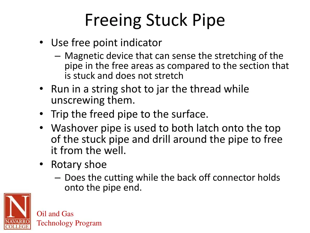 freeing stuck pipe use free point indicator