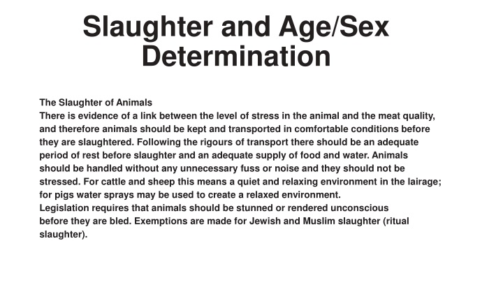 slaughter and age sex determination