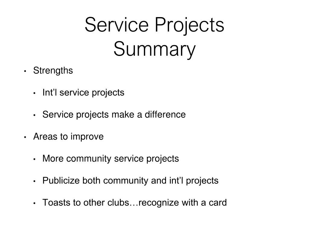 service projects summary