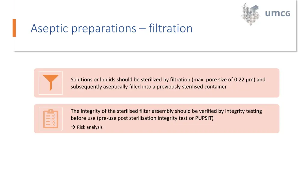 aseptic preparations filtration