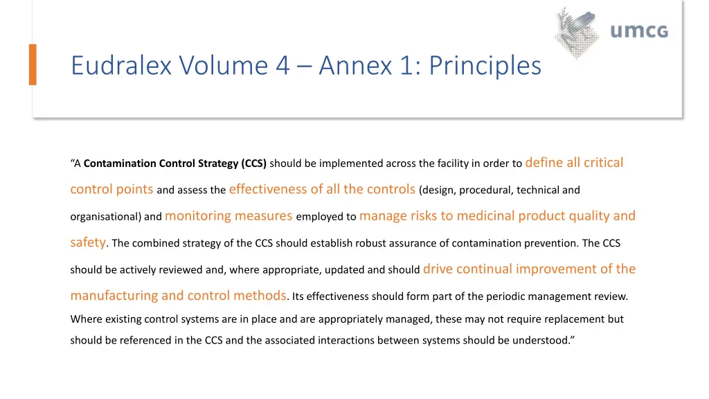 eudralex volume 4 annex 1 principles