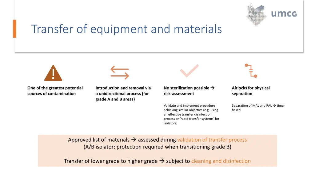 transfer of equipment and materials