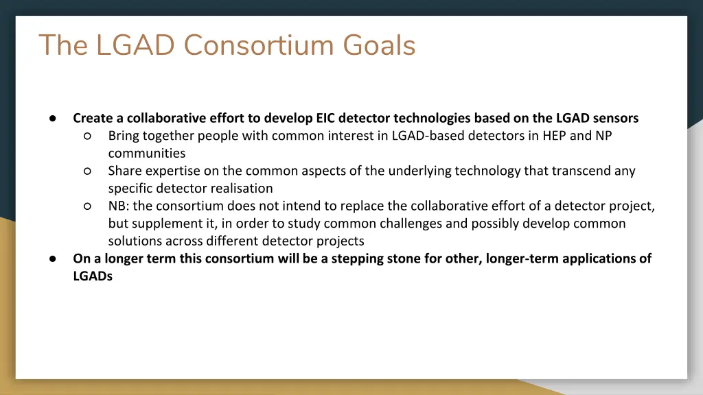 the lgad consortium goals