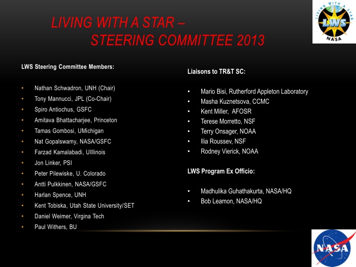 living with a star steering committee 2013