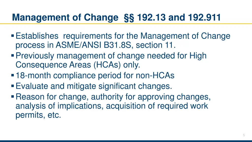 management of change 192 13 and 192 911