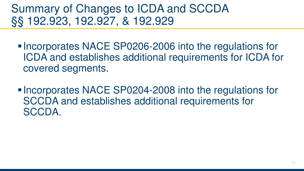 summary of changes to icda and sccda