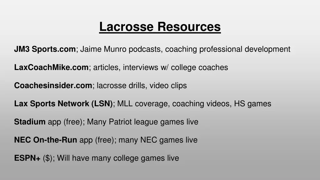 lacrosse resources