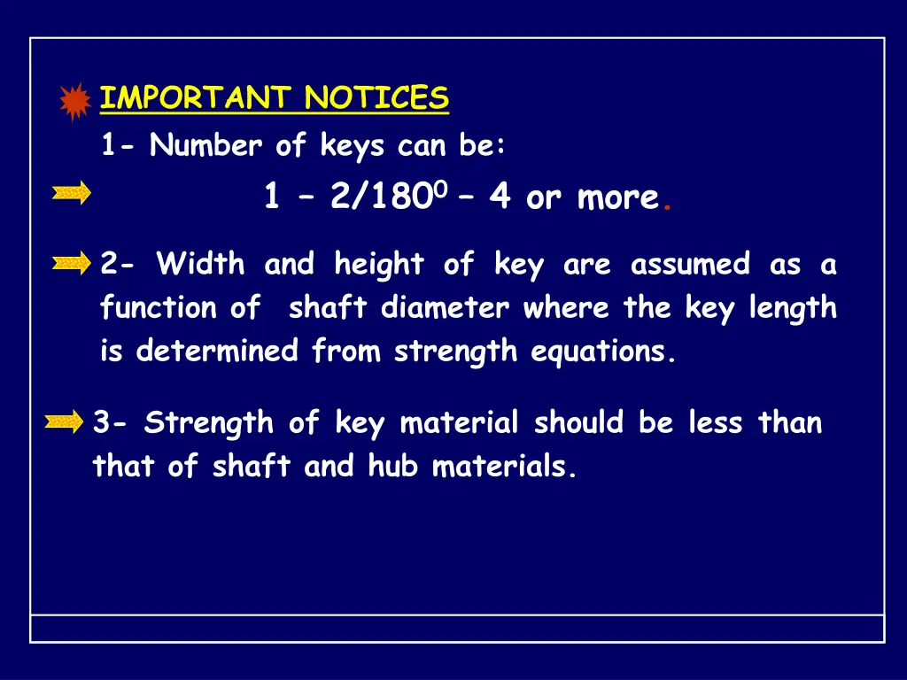 important notices 1 number of keys