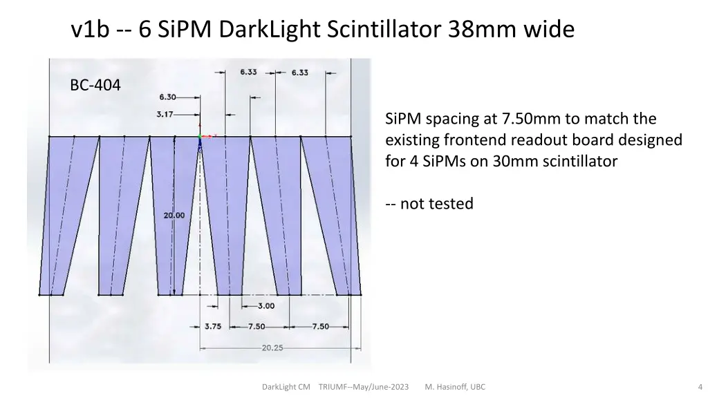 v1b 6 sipm darklight scintillator 38mm wide