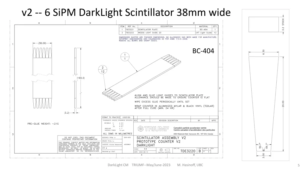 v2 6 sipm darklight scintillator 38mm wide