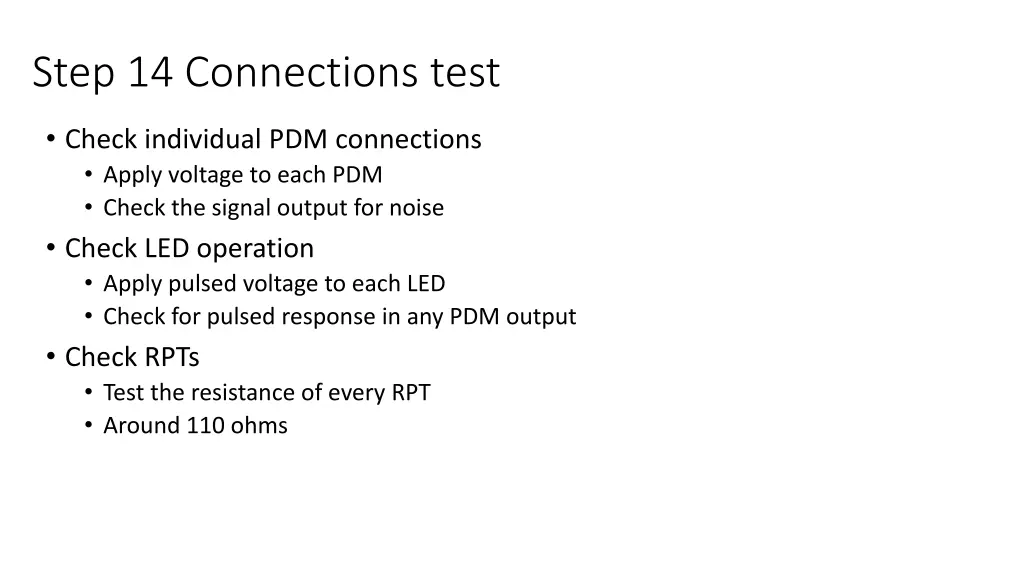 step 14 connections test