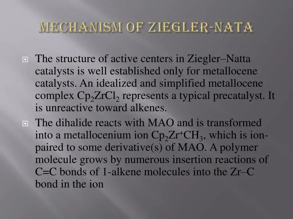 the structure of active centers in ziegler natta