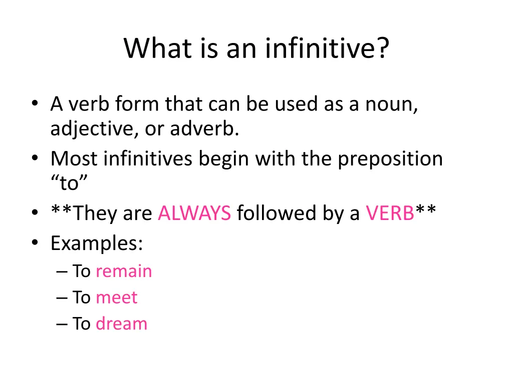 what is an infinitive