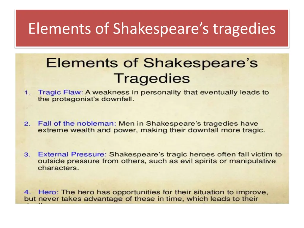 elements of shakespeare s tragedies