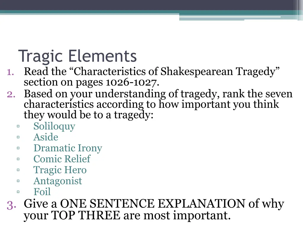 tragic elements 1 read the characteristics