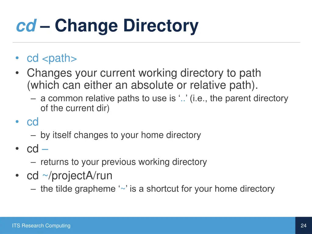 cd change directory