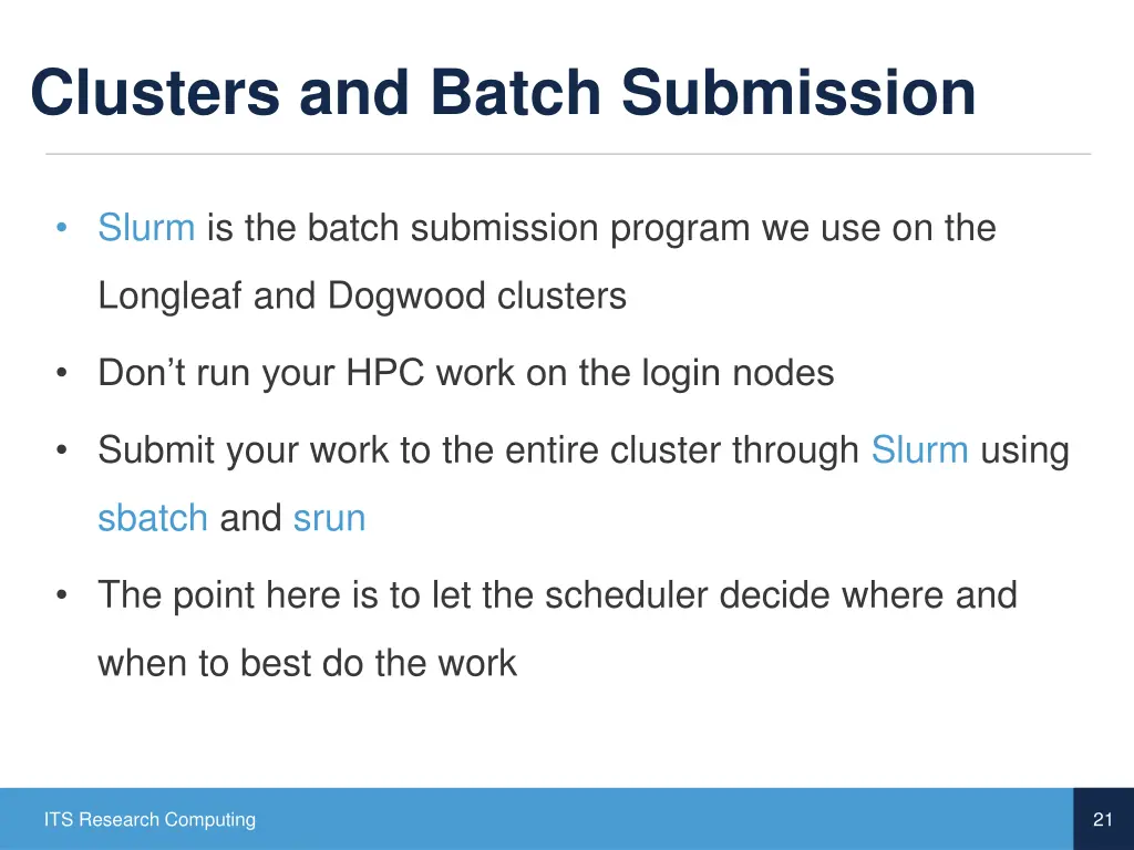 clusters and batch submission