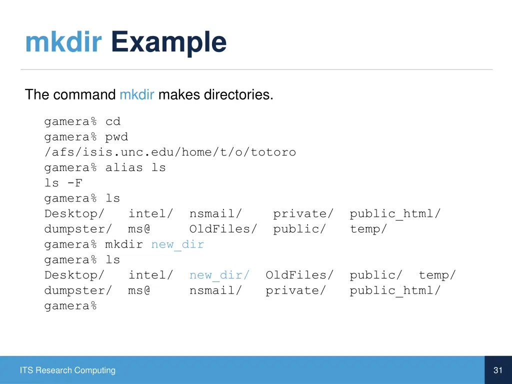 mkdir example