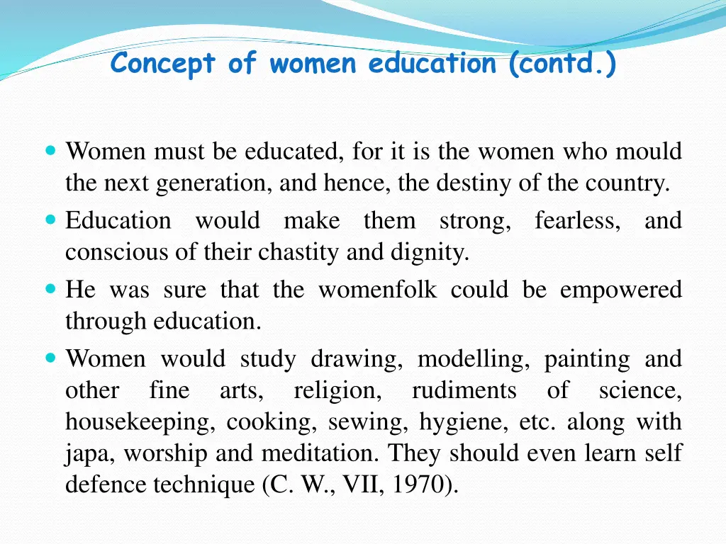 concept of women education contd