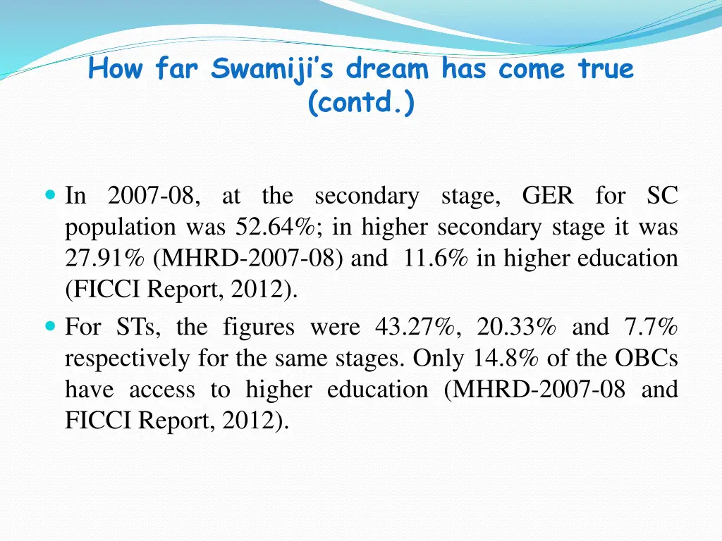 how far swamiji s dream has come true contd