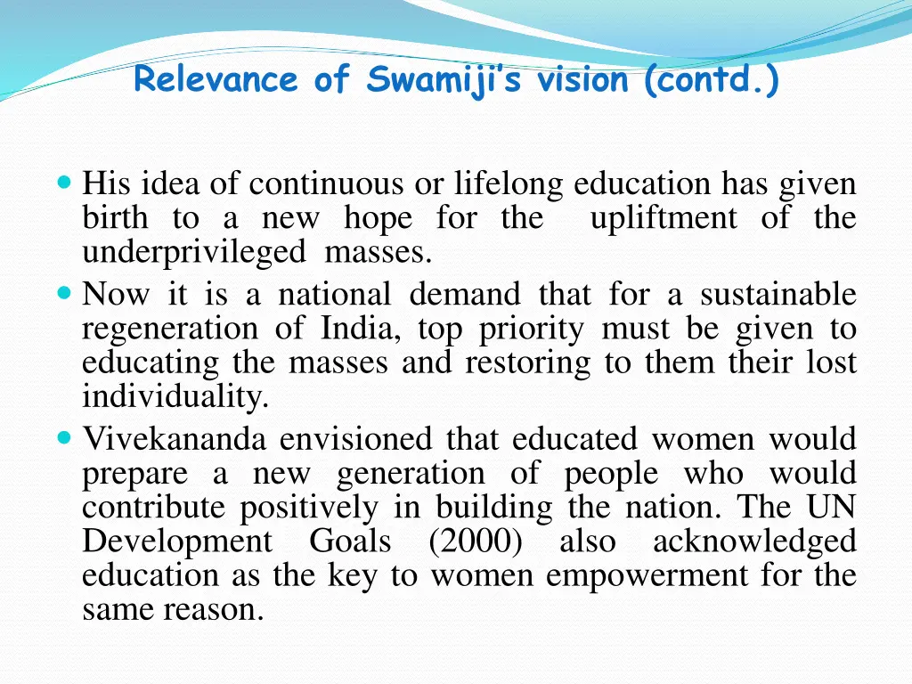 relevance of swamiji s vision contd