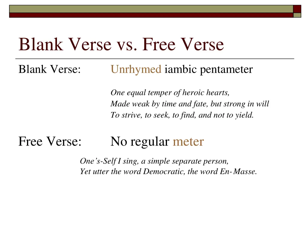 blank verse vs free verse