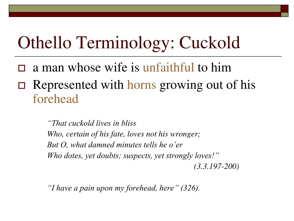 othello terminology cuckold