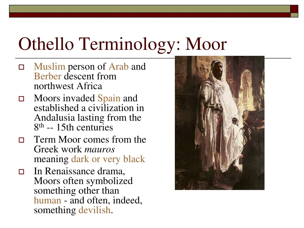 othello terminology moor