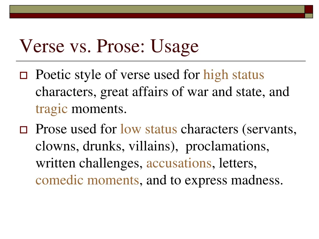 verse vs prose usage