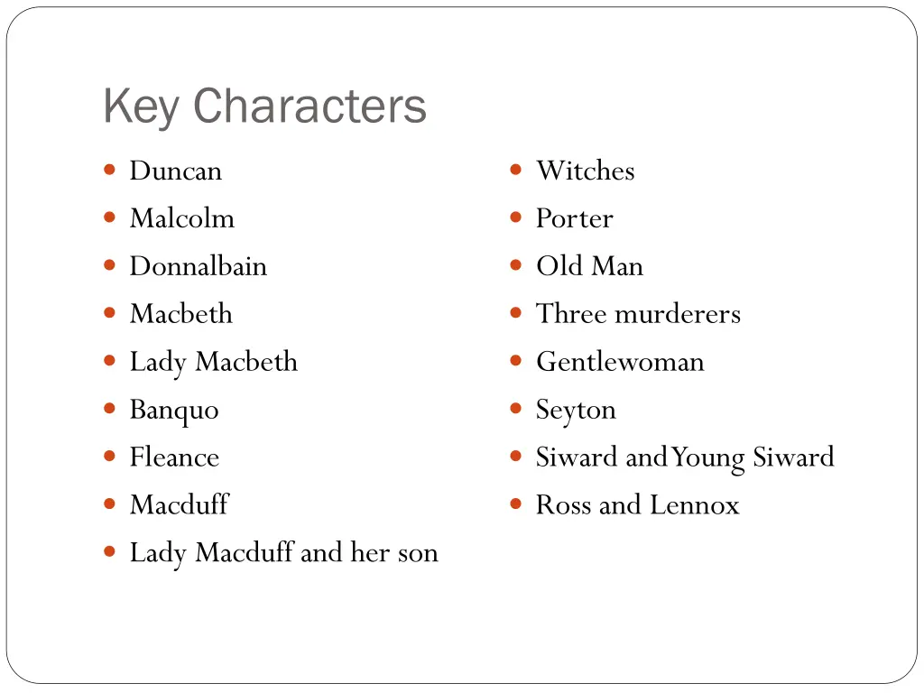 key characters