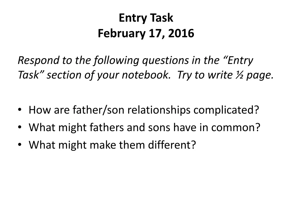 entry task february 17 2016