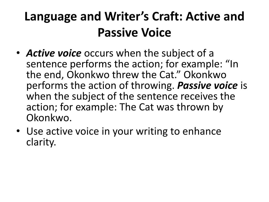 language and writer s craft active and passive