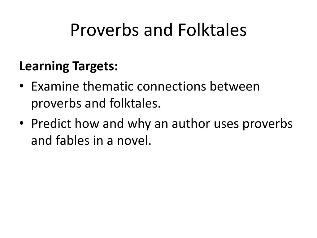 proverbs and folktales