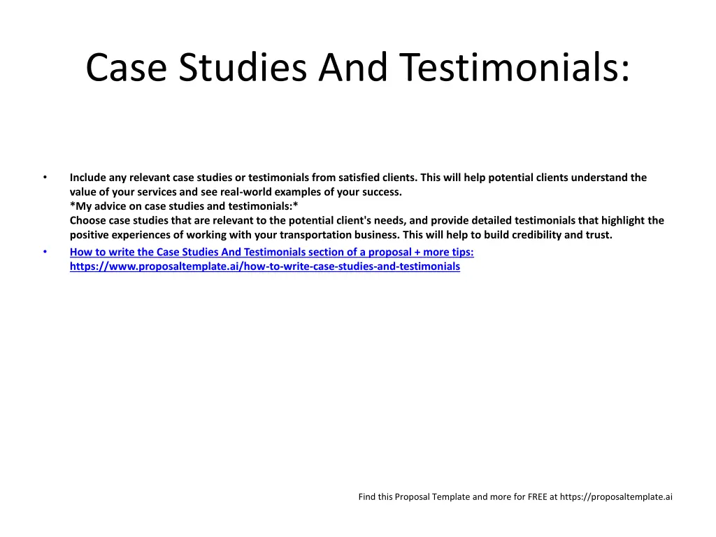 case studies and testimonials