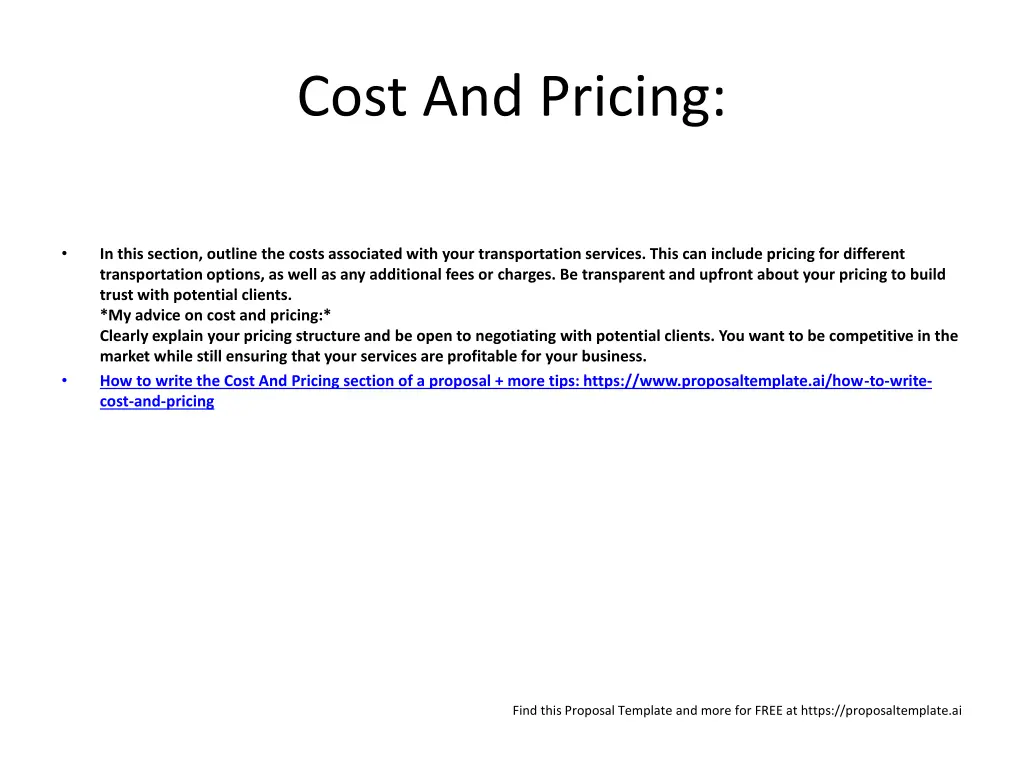 cost and pricing