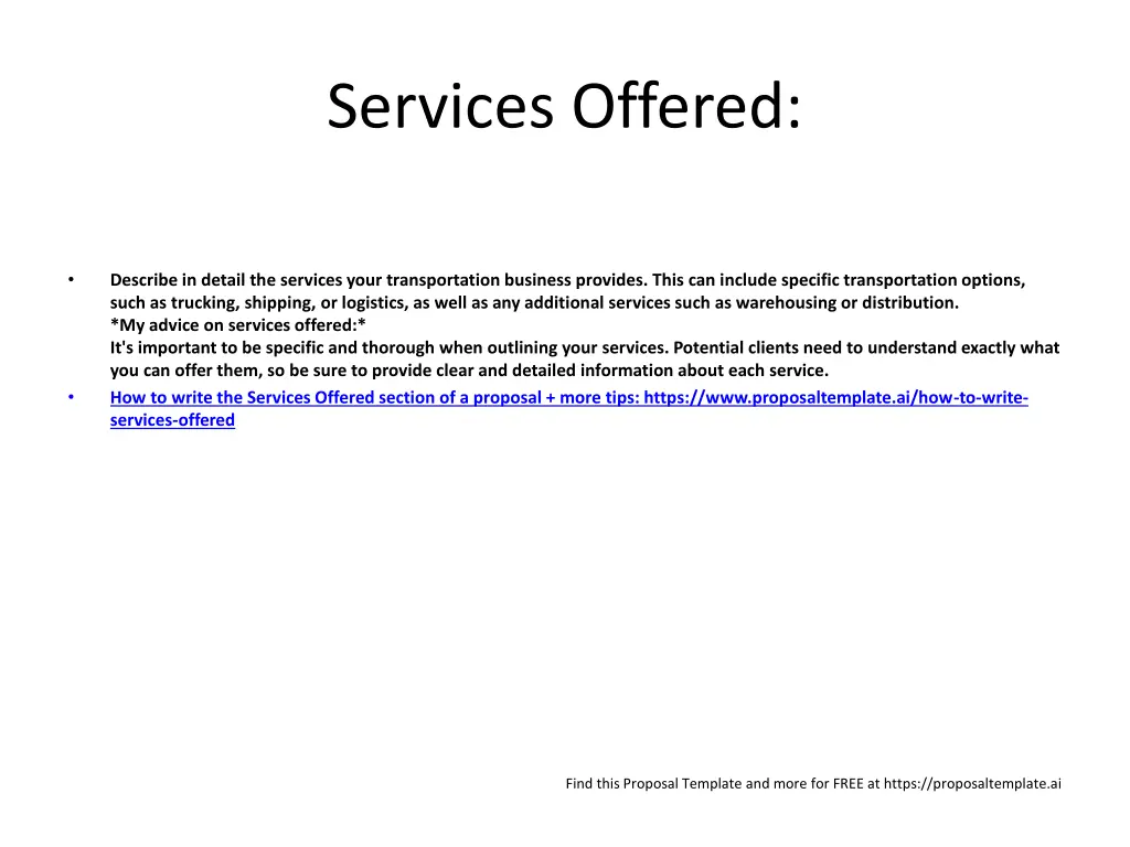 services offered