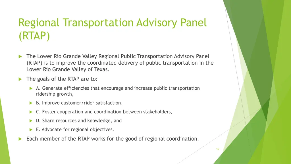 regional transportation advisory panel rtap