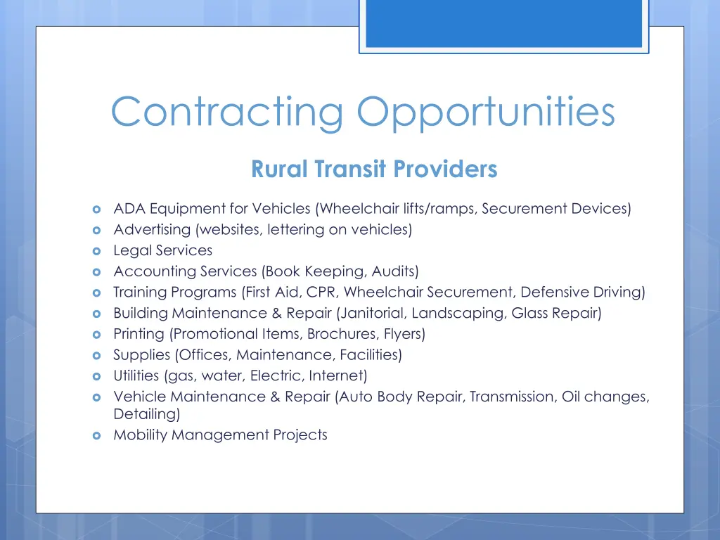 contracting opportunities