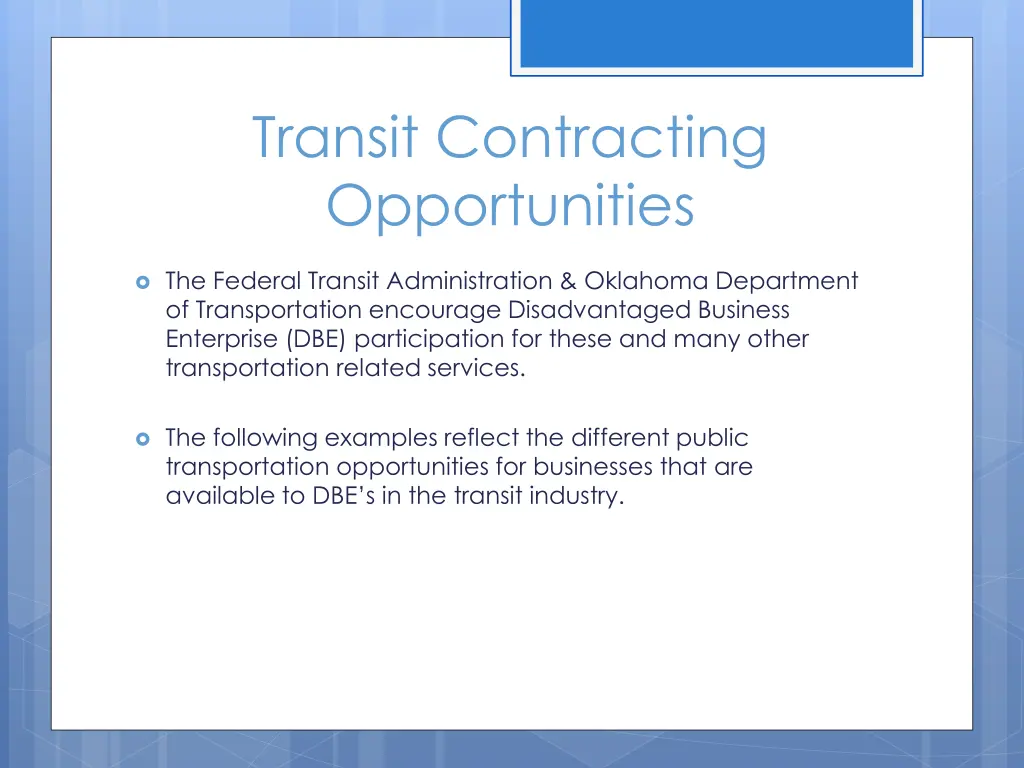 transit contracting opportunities