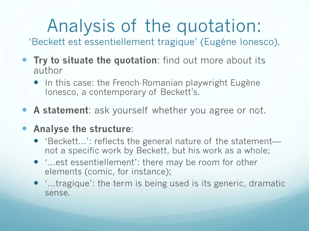 analysis of the quotation beckett