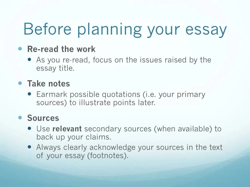 before planning your essay