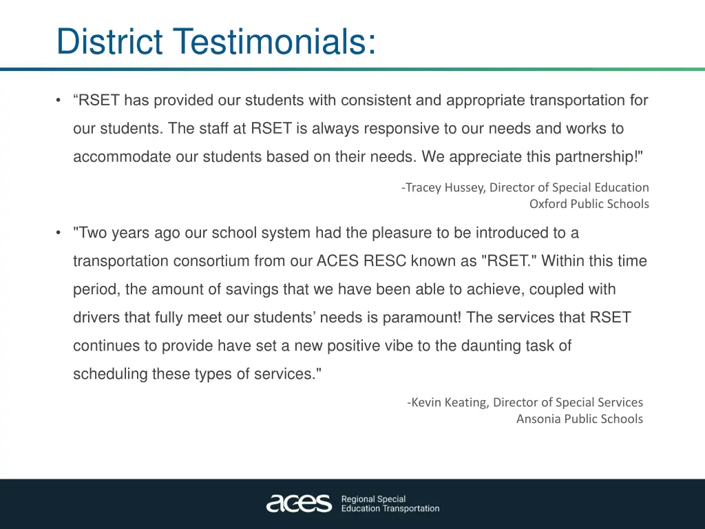 district testimonials