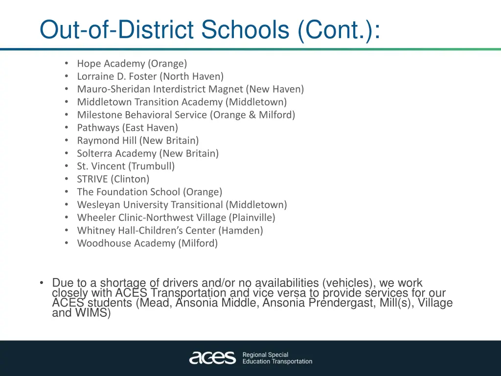 out of district schools cont